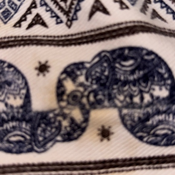 Canvas Elephant Print Drawstring Backpack Bohemian, Hippie - Picture 13 of 14